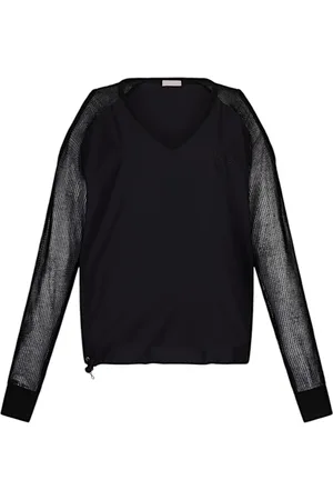 Liu Jo Tops, Dames, Zwart, S, Katoen, Sweatshirt met transparante mouwen