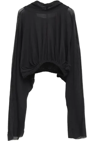 Rick Owens Tops, Dames, Zwart, ONE Size, Zwarte Hoodie met Elastische Zoom