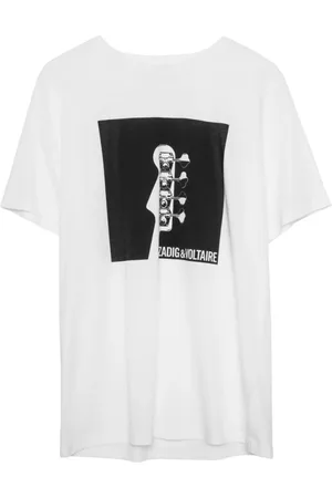 Zadig & Voltaire Tops, Heren, Wit, M, Katoen, Guitar Printed T-Shirt
