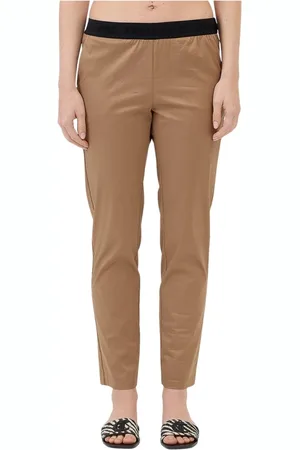 ERMANNO SCERVINO Broeken, Dames, Bruin, XS, Katoen, Katoenen sigarettenbroek zwarte elastische taille