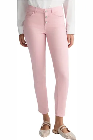 Liu Jo Jeans, Dames, Roze, W26, Katoen, Roze Capri Broek met Strass Borduurwerk