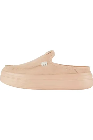 Hey dude Schoenen, Dames, Roze, 39 EU, Leer, Leren platte schoenen met voorlogo