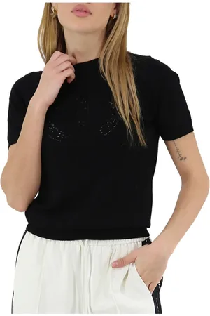 Twin-Set Truien, Dames, Zwart, L, Zwarte Bloemen Logo Trui
