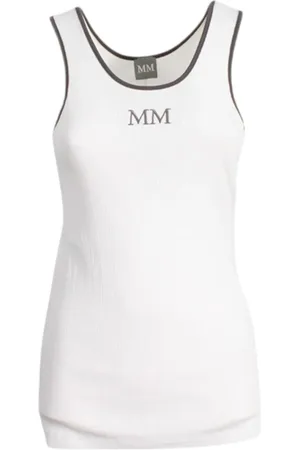 Max Mara Tops, Dames, Wit, S, Katoen, Katoenen tanktop met ronde hals