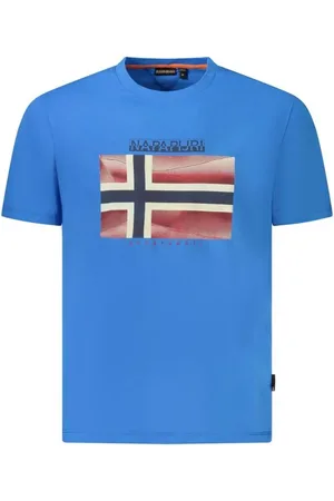 Napapijri Tops, Heren, Blauw, XL, Katoen, Katoenen Crew Neck T-Shirt