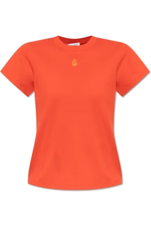 Alexander McQueen Tops, Dames, Rood, M, Katoen, T-shirt met logo
