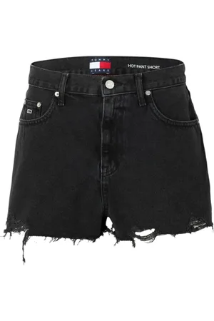 Tommy Hilfiger Korte broeken, Dames, Zwart, W28, Katoen, Denim Bermuda Shorts van katoen