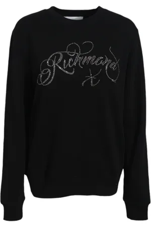 John Richmond Sweatshirts & Hoodies, Dames, Zwart, M, Katoen, Katoenen Crewneck Sweatshirt met Front Print
