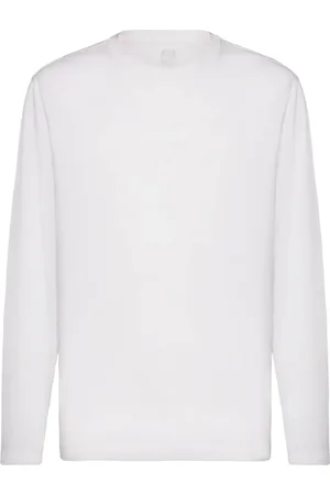 Boggi Milano Tops, Heren, Wit, L, Katoen, Lange mouwen Pima katoenen jersey T-shirt