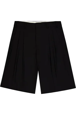 LANEUS Korte broeken, Heren, Zwart, M, Katoen, Wijde pijp dubbele pence shorts