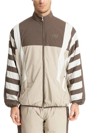 EA7 Jassen, Heren, Bruin, M, Multicolor Ritsjas met Logo Zakken