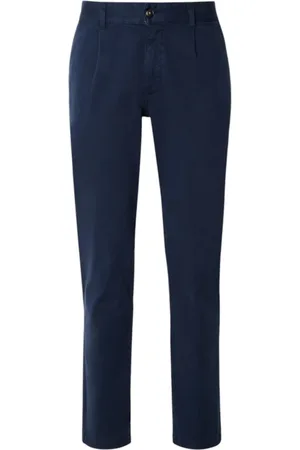 HUGO BOSS Broeken, Heren, Blauw, W31, Katoen, Katoenen Chino Broek met Dobby Werk