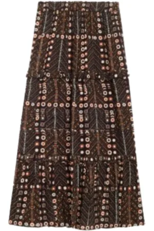 Isabel Marant Rokken, Dames, Bruin, XS, Katoen, Gedrukte Katoenen Voile Lange Rok
