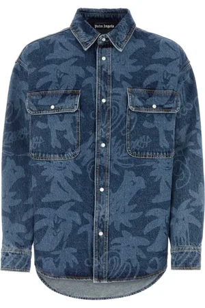 Palm Angels Jassen, Heren, Blauw, S, Katoen, Stijlvolle Overhemden voor Mannen en Vrouwen
