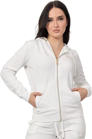 Emporio Armani Jassen, Dames, Wit, M, Polyester, Witte Jurk met Logoprint