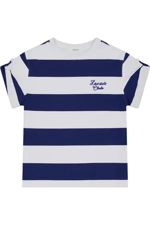 LANEUS Tops, Heren, Blauw, M, Katoen, Jersey gestreept t-shirt