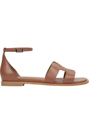 Estro Schoenen, Dames, Bruin, 38 EU, Leer, Bruine leren sandalen voor vrouwen met een gesloten hiel