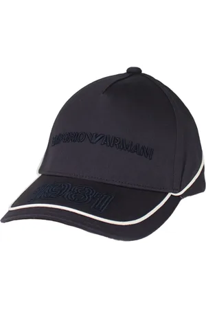 Emporio Armani Accessoires, Heren, Blauw, ONE Size, Katoen, Katoenen Baseballpet met reliëflogo