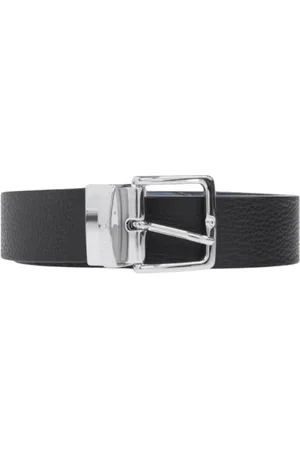 Dsquared2 Accessoires, Heren, Zwart, 95 CM, Leer, Omkeerbare Leren Riem met Emaille Gesp