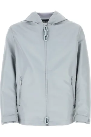 OFF-WHITE Jassen, Heren, Grijs, L, Polyester, Poederblauwe polyester windjager