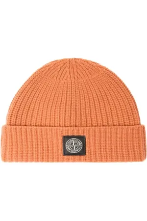 Stone Island Accessoires, Heren, Roze, ONE Size, Wol, Roze wollen pet met iconisch logo