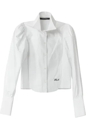 Karl Lagerfeld Blouses & Shirts, Dames, Wit, M, Katoen, Mode Poplin Overhemd