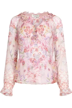 Hale Bob Blouses & Shirts, Dames, Roze, S, Chiffon, Bloes met bloemenapplicaties