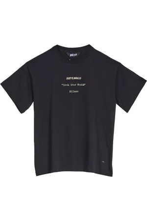 Roberto Cavalli Tops, Heren, Zwart, XL, Katoen, Vlammen Grafisch Katoenen T-shirt