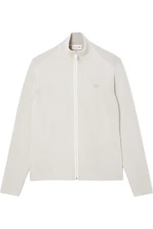 Lacoste Sweatshirts & Hoodies, Heren, Grijs, M, Katoen, Relaxed Fit Rits Sweater