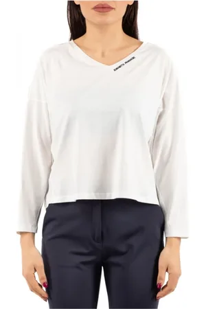 Elisabetta Franchi Tops, Dames, Wit, M, Elegante Gebreide Top