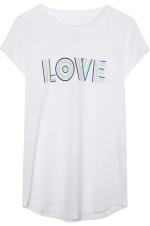Zadig & Voltaire Tops, Dames, Wit, S, Witte Skinny Love T-shirt