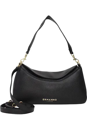 ERMANNO SCERVINO Tassen, Dames, Zwart, ONE Size, Leer, Eco-leren hobo tas met verstelbare band