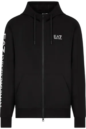 EA7 Sweatshirts & Hoodies, Heren, Zwart, XL, Katoen, Zwarte Hoodie met Rits