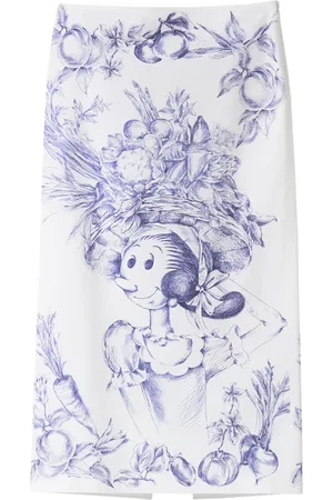 Moschino Rokken, Dames, Veelkleurig, XS, Katoen, Witte Katoenen Longuette Rok met Olive Oyl Print