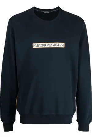 Emporio Armani Sweatshirts & Hoodies, Heren, Blauw, S, Katoen, Katoen Logo Sweatshirt Lange Mouw