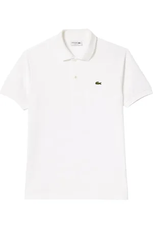 Lacoste Tops, Dames, Wit, L, Katoen, Katoenen Polo Shirt met Voorlogo