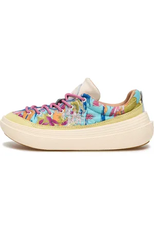 Flower Mountain Schoenen, Dames, Veelkleurig, 38 EU, Fabric and suede sneakers Fami Woman