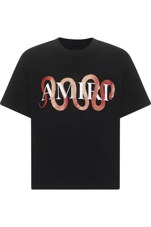 AMIRI Tops, Heren, Zwart, L, Katoen, Zwarte Slang Grafische Katoenen T-shirt