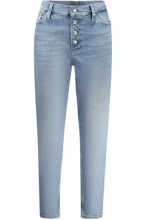 Calvin Klein Jeans, Dames, Blauw, W25 L28, Katoen, Lichtblauwe Gewassen Mom Jeans