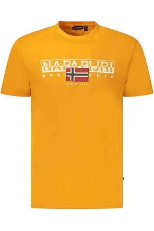 Napapijri Tops, Heren, Oranje, M, Katoen, Katoenen T-shirt met opvallend logo