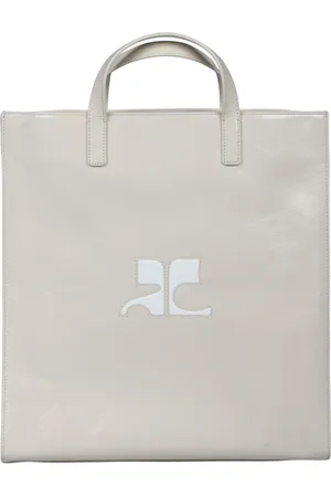 Courrèges Tassen, Dames, Grijs, ONE Size, Leer, Naplack Handtas met Schouderband