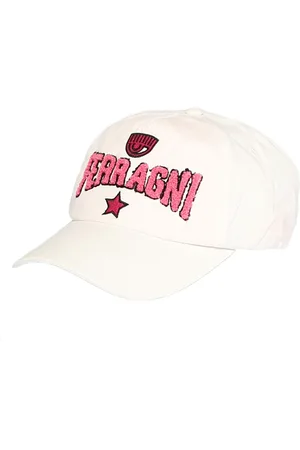 Chiara Ferragni Accessoires, Dames, Wit, ONE Size, Katoen, Katoenen baseballpet met logo