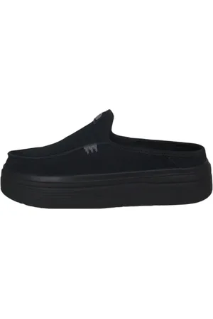 Hey dude Schoenen, Dames, Zwart, 36 EU, Leer, Leren platte schoenen met voorlogo