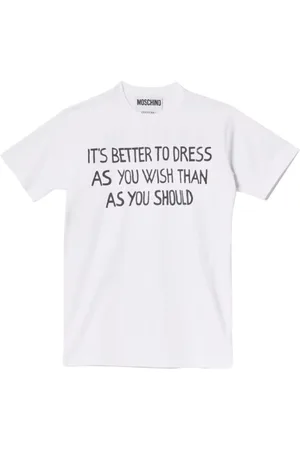 Moschino Tops, Heren, Wit, L, Katoen, Wit Bericht Print T-shirt