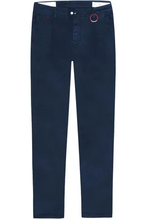 sartoria tramarossa Broeken, Heren, Blauw, W32, Katoen, Stretchkatoenen broek met suède patch
