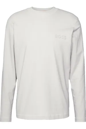 HUGO BOSS Tops, Heren, Grijs, L, Katoen, Lange mouwen katoenen T-shirt