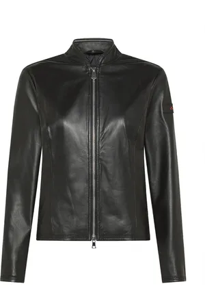 Peuterey Jassen, Dames, Zwart, S, Leer, Zwarte Leren Bikerjas Lover