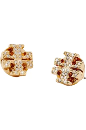 Tory Burch Accessoires, Dames, Wit, ONE Size, Kristal T-vormige Oorbellen