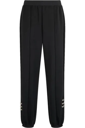 Liu Jo Broeken, Dames, Zwart, M, Zwarte Jogger Broek met Juweel Details