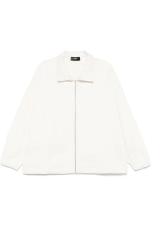 Fendi Jassen, Heren, Wit, L, Witte Rits Trui Elastische Manchetten Trekkoord